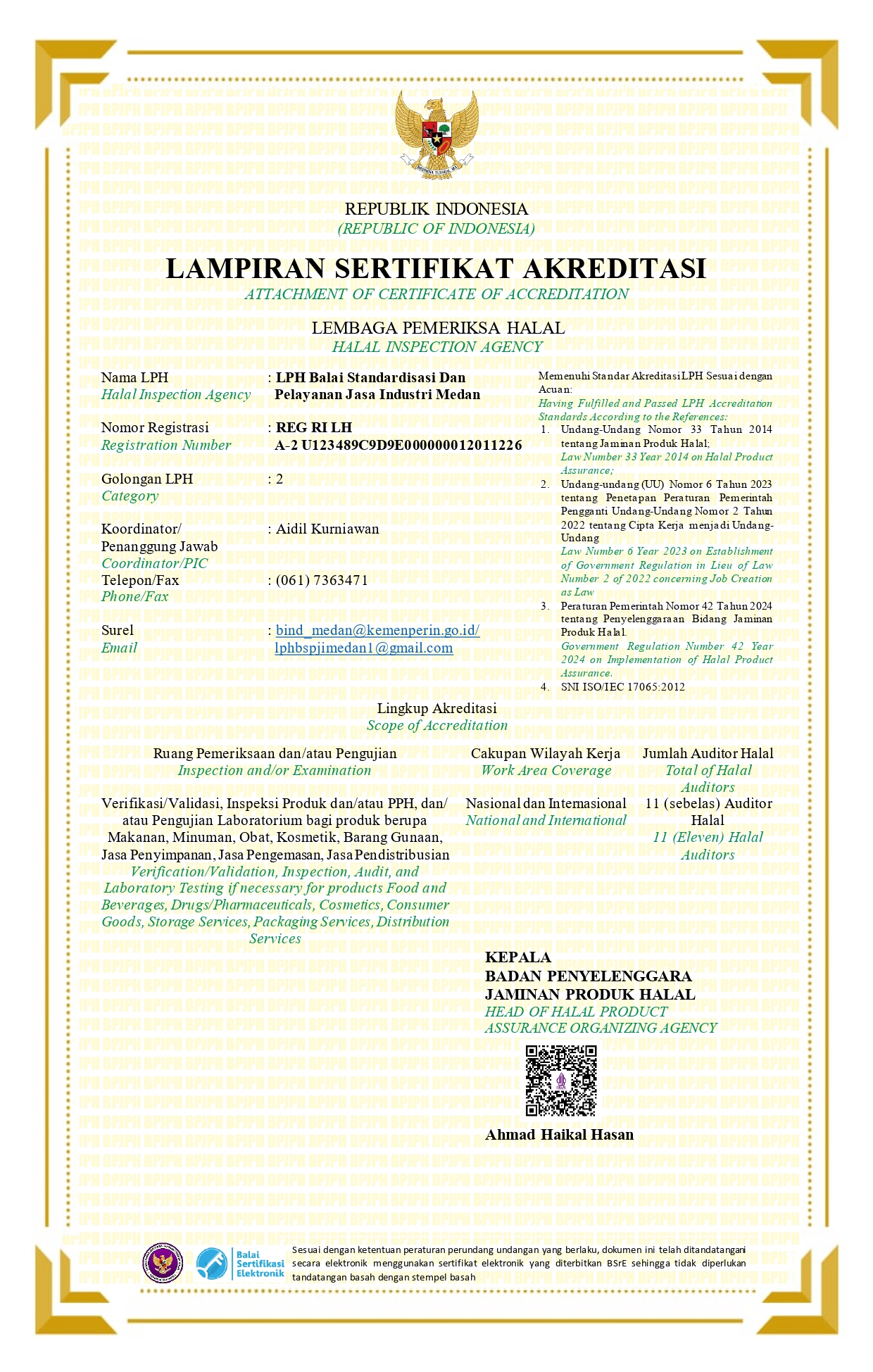 Sertifikat Akreditasi Laboratorium Pengujian